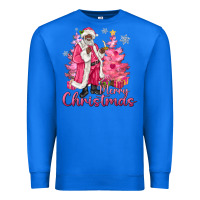 True Royal Pink Merry Christmas Black Santa Premium Sweatshirt - MaliasSmallBusiness