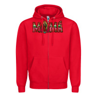 Red mama floral aztec leopard Zipper Hoodie - Jasminsmagicworld