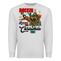 Dove Grey rockin around the christmas tree Premium Sweatshirt - MaliasSmallBusiness