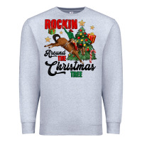 Heather Grey rockin around the christmas tree Premium Sweatshirt - MaliasSmallBusiness