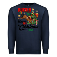 Navy rockin around the christmas tree Premium Sweatshirt - MaliasSmallBusiness