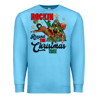 Ocean Blue rockin around the christmas tree Premium Sweatshirt - MaliasSmallBusiness