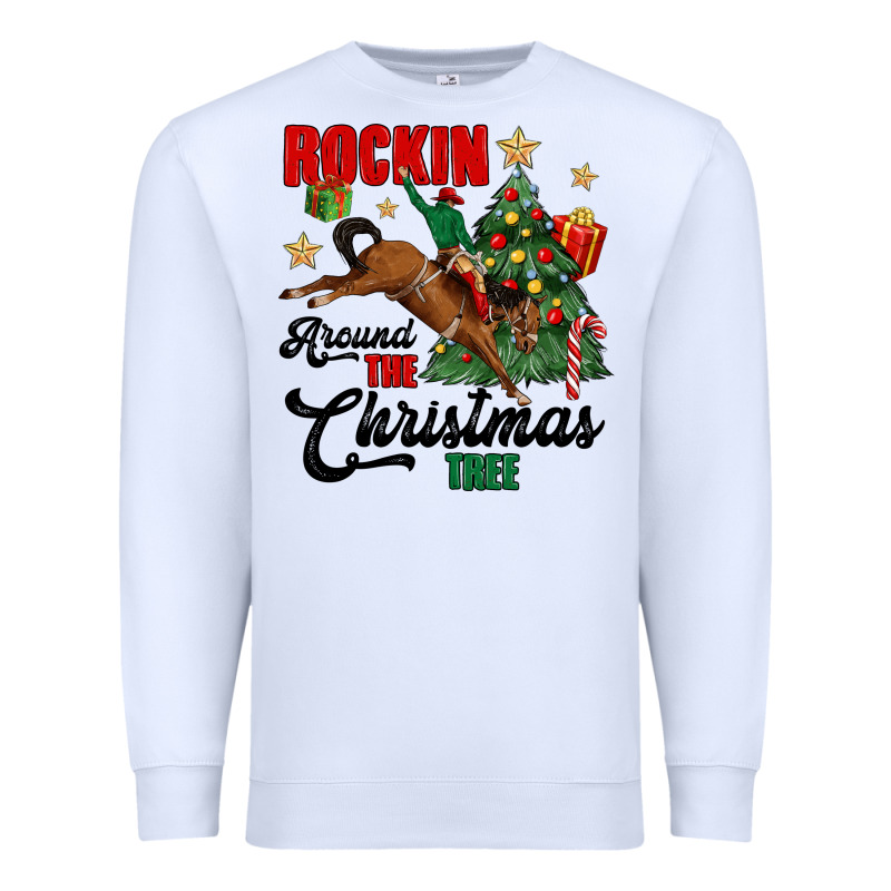 Rockin Around The Christmas Tree Premium Sweatshirt by MaliasSmallBusiness | Teevron