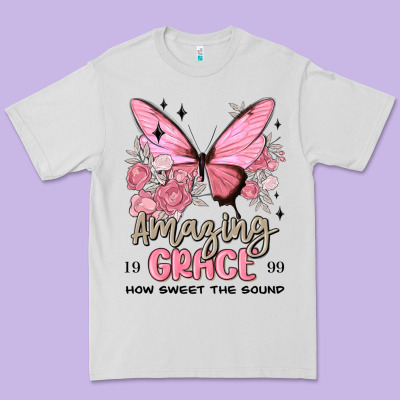 Premium Tee amazing grace how sweet the sound butterfly