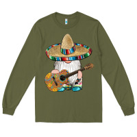 Army Green mexican gnomes guitar sombrero serape Long Sleeve Tee - Artiststas