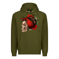 Army Green bandana and roses skull Premium Hoodie - Jasminsmagicworld