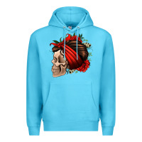 Ocean Blue bandana and roses skull Premium Hoodie - Jasminsmagicworld