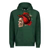 Sports Green bandana and roses skull Premium Hoodie - Jasminsmagicworld