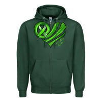 Sports Green mental health awareness heart Zipper Hoodie - Jasminsmagicworld