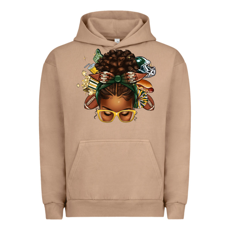 American Football Afro Messy Bun Urban Hoodie by texasbilliewilder | Teevron