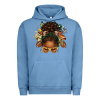 Pigment Pebble Blue american football afro messy bun Urban Hoodie - texasbilliewilder