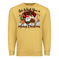 Antique Gold We whisk you a Merry Christmas Premium Sweatshirt - NancyCooperArtShop