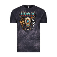 Cloud Black howdy boho skull Vintage Tee - CowhideDigitalArt