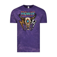 Cloud Purple howdy boho skull Vintage Tee - CowhideDigitalArt