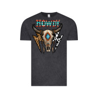 Vintage Black howdy boho skull Vintage Tee - CowhideDigitalArt