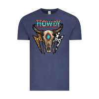Vintage Denim howdy boho skull Vintage Tee - CowhideDigitalArt