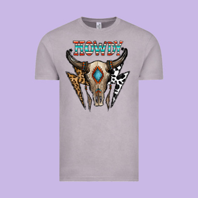 Howdy Boho Skull Vintage Tee Designed By Cowhidedigitalart