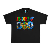Black ausome autism dad Urban Heavy Tee - AdoDesignShop