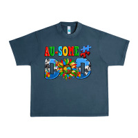 Midnight Navy ausome autism dad Urban Heavy Tee - AdoDesignShop
