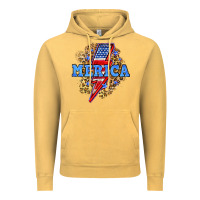 Vintage Mustard Merica lightning bolt Vintage Hoodie - Neo Western