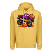 Antique Gold halloween jack o lantern monster truck Premium Hoodie - Jasminsmagicworld