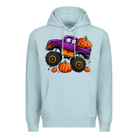 Blue Mist halloween jack o lantern monster truck Premium Hoodie - Jasminsmagicworld