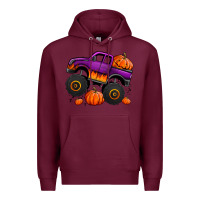 Burgundy halloween jack o lantern monster truck Premium Hoodie - Jasminsmagicworld
