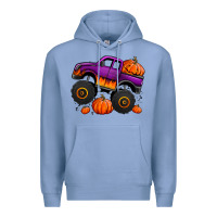 Colony Blue halloween jack o lantern monster truck Premium Hoodie - Jasminsmagicworld