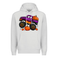 Dove Grey halloween jack o lantern monster truck Premium Hoodie - Jasminsmagicworld