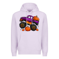 Lilac halloween jack o lantern monster truck Premium Hoodie - Jasminsmagicworld