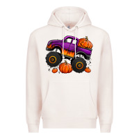 Pale Pink halloween jack o lantern monster truck Premium Hoodie - Jasminsmagicworld
