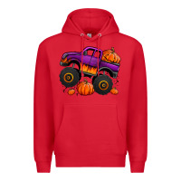 Red halloween jack o lantern monster truck Premium Hoodie - Jasminsmagicworld