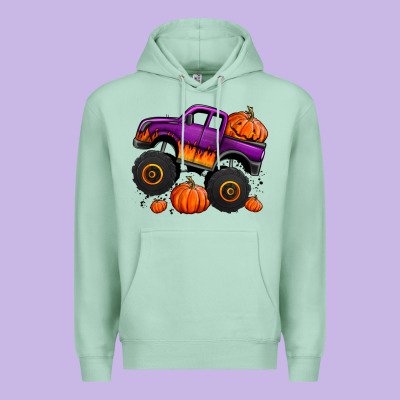 Halloween Jack O Lantern Monster Truck Premium Hoodie Designed By Jasminsmagicworld