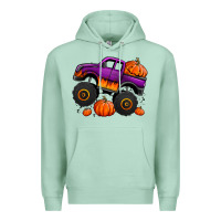Seafoam halloween jack o lantern monster truck Premium Hoodie - Jasminsmagicworld
