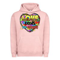 Pigment Salmon Love needs no words Urban Hoodie - NancyCooperArtShop