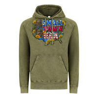 Vintage Olive Small town usa 4th of july Vintage Hoodie - CowGirlArtShop