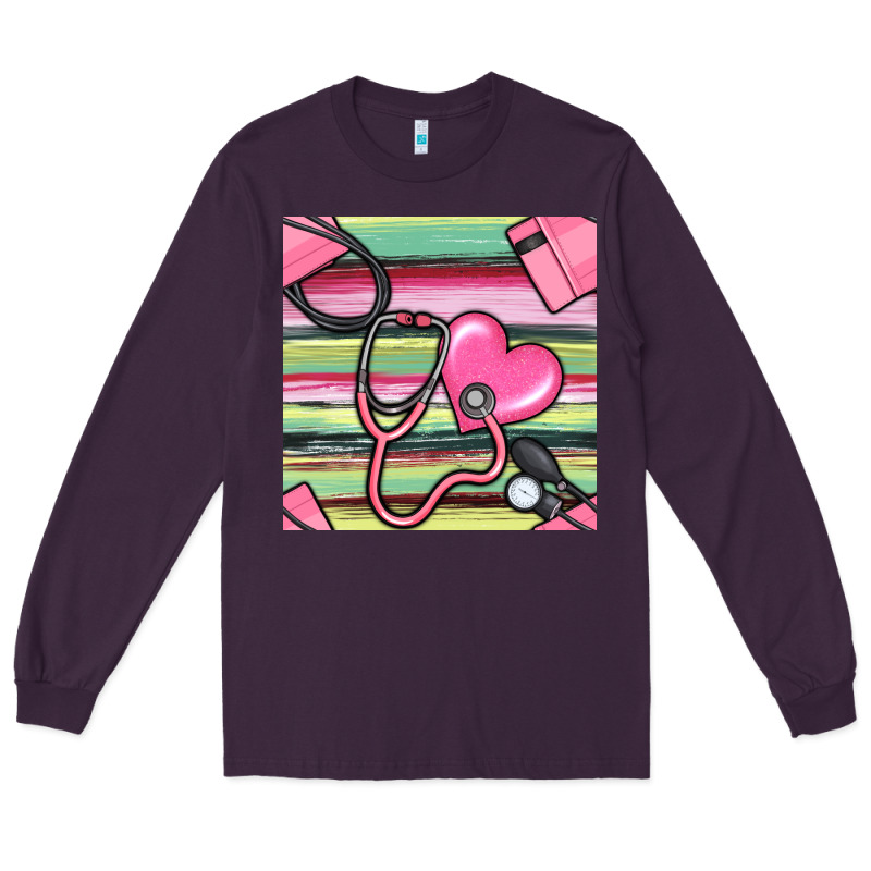 Nurse Stethoscope Seamless Pattern Long Sleeve Tee by BundleAndBundleShop | Teevron