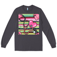 Smoke Nurse Stethoscope Seamless Pattern Long Sleeve Tee - BundleAndBundleShop