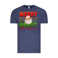 Vintage Denim Merry Christmas Santa Vintage Tee - FaDigitalArtStudio