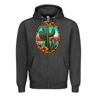 Charcoal Heather serape and sunflower cactus Zipper Hoodie - Jasminsmagicworld