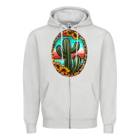 Dove Grey serape and sunflower cactus Zipper Hoodie - Jasminsmagicworld