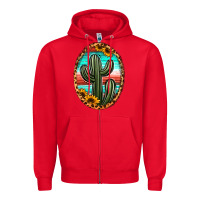 Red serape and sunflower cactus Zipper Hoodie - Jasminsmagicworld