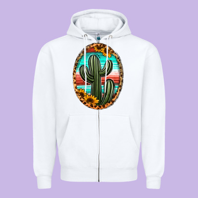 Serape And Sunflower Cactus Zipper Hoodie Designed By Jasminsmagicworld