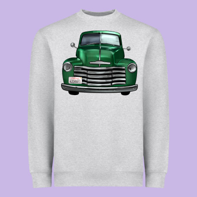 Western Green Truck Front View Heavyweight Sweatshirt Designed By Fadigitalartstudio