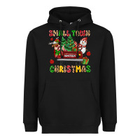 Black Christmas Santa and reindeer truck Heavyweight Hoodie - MaliasSmallBusiness