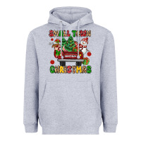 Heather Grey Christmas Santa and reindeer truck Heavyweight Hoodie - MaliasSmallBusiness