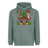 Sage Christmas Santa and reindeer truck Heavyweight Hoodie - MaliasSmallBusiness