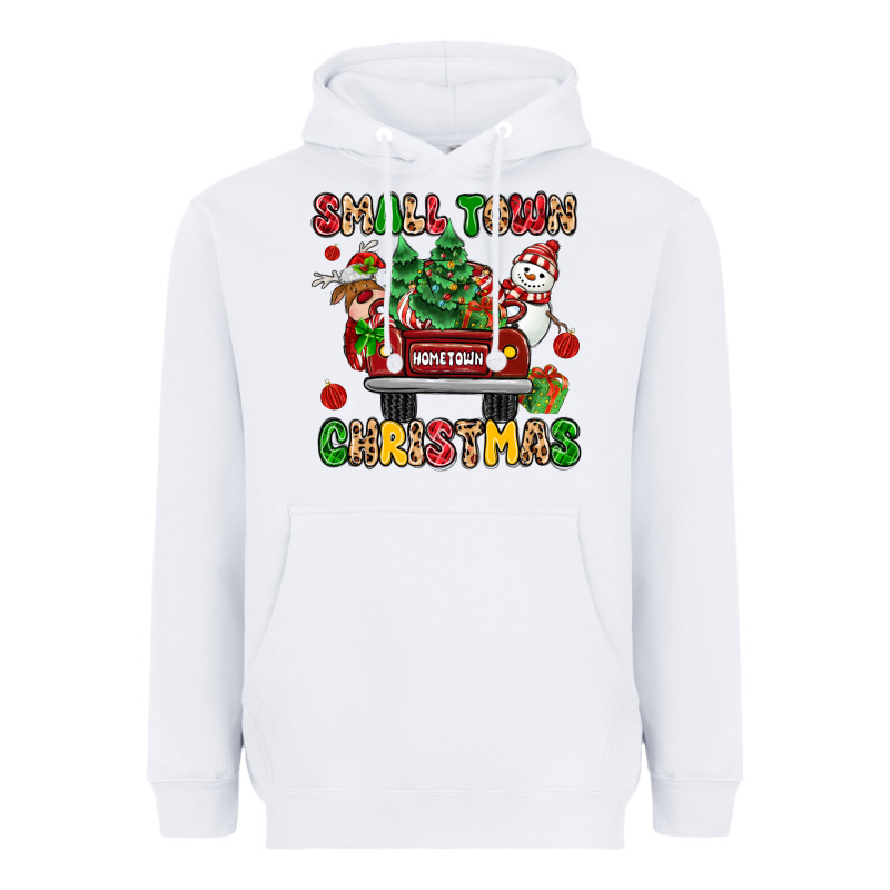 Christmas Santa And Reindeer Truck Heavyweight Hoodie by MaliasSmallBusiness | Teevron