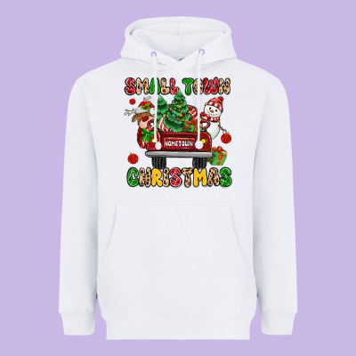 Christmas Santa And Reindeer Truck Heavyweight Hoodie Designed By Maliassmallbusiness