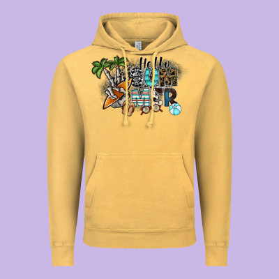 Hello Summer Vintage Hoodie Designed By Sublimationcraftshop